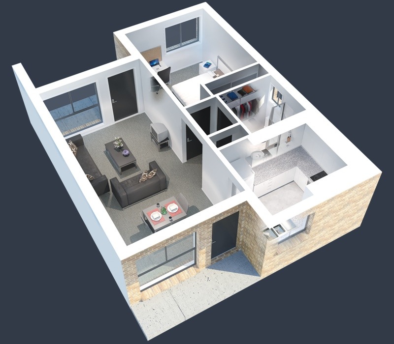 47 Planos de Apartamentos de 01 Dormitorio | Tikinti
