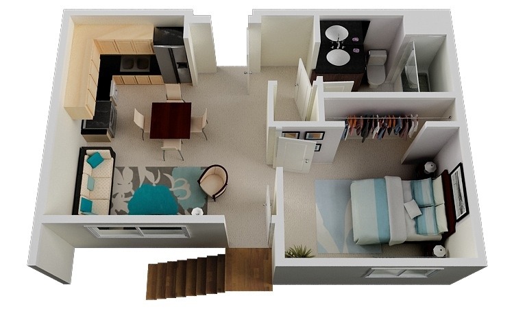 47 Planos de Apartamentos de 01 Dormitorio | Tikinti