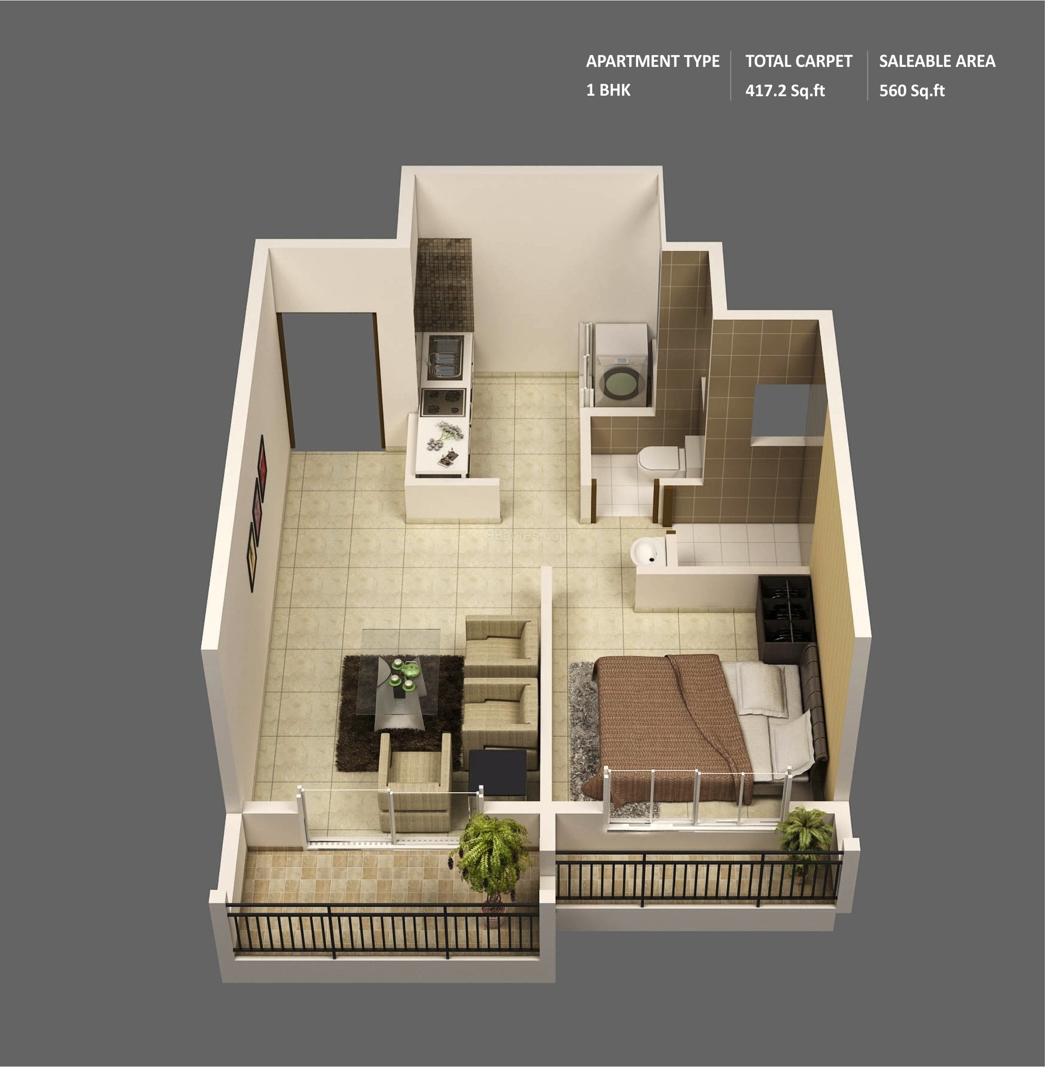 47 Planos de Apartamentos de 01 Dormitorio - TIKINTI