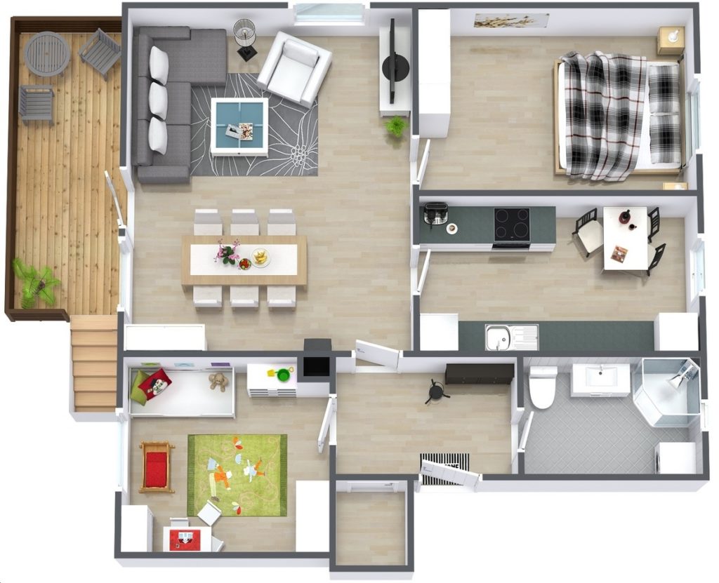 50 Planos de Apartamentos de Dos Dormitorios | Tikinti