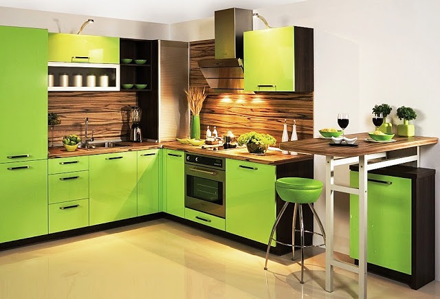 Increíbles diseños de cocinas de color verde y elegantes, para