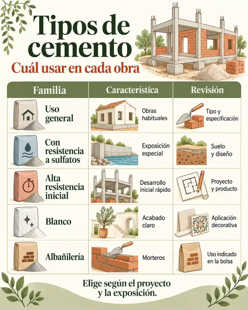 Tipos de cemento y cuál usar en cada obra