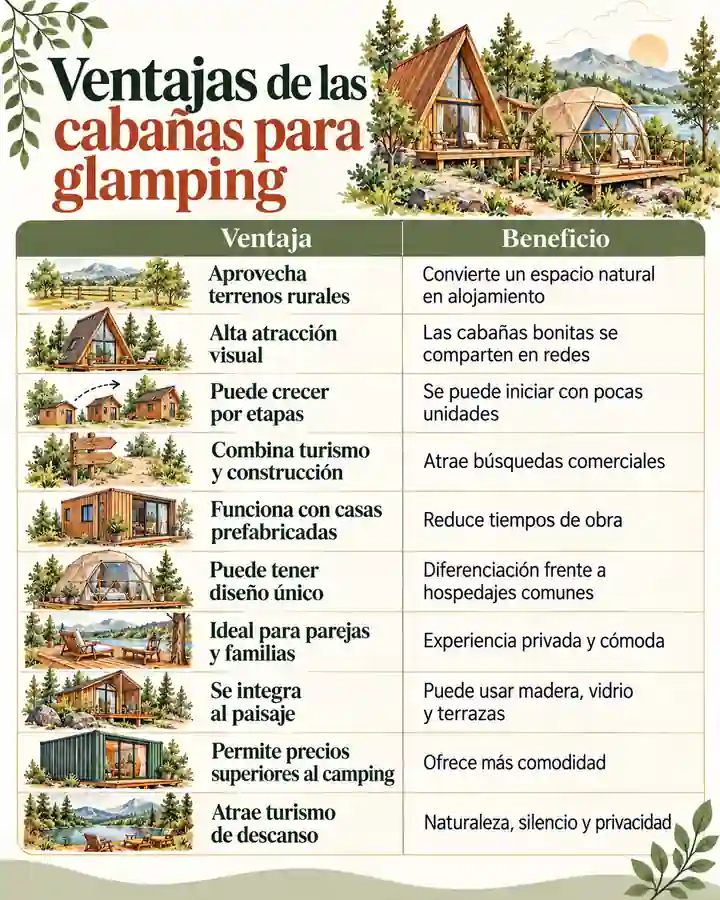 Ventajas de las cabañas para glamping