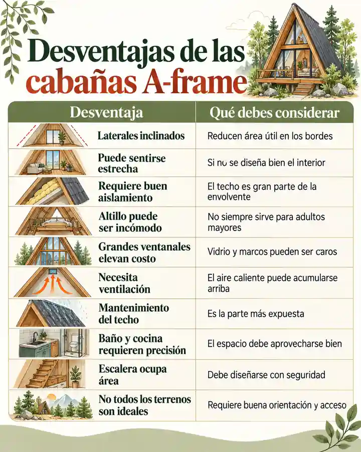 Desventajas de las cabañas A-frame