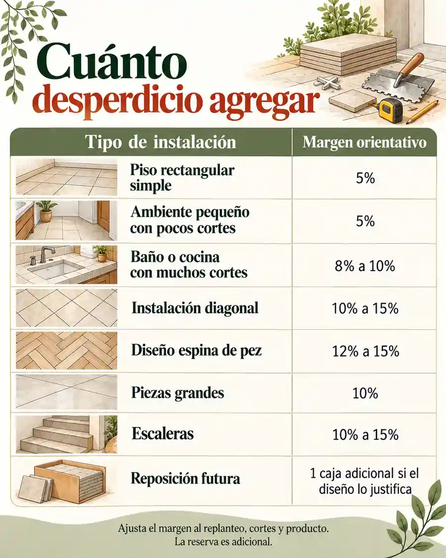 Desperdicio y margen para cerámica