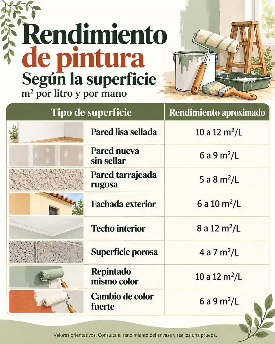 Rendimiento de pintura según la superficie
