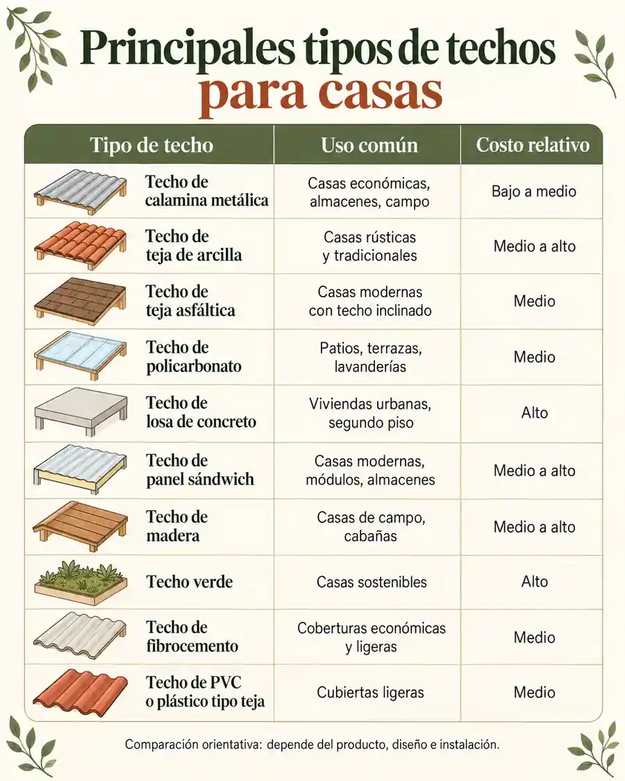 Principales tipos de techos para casas