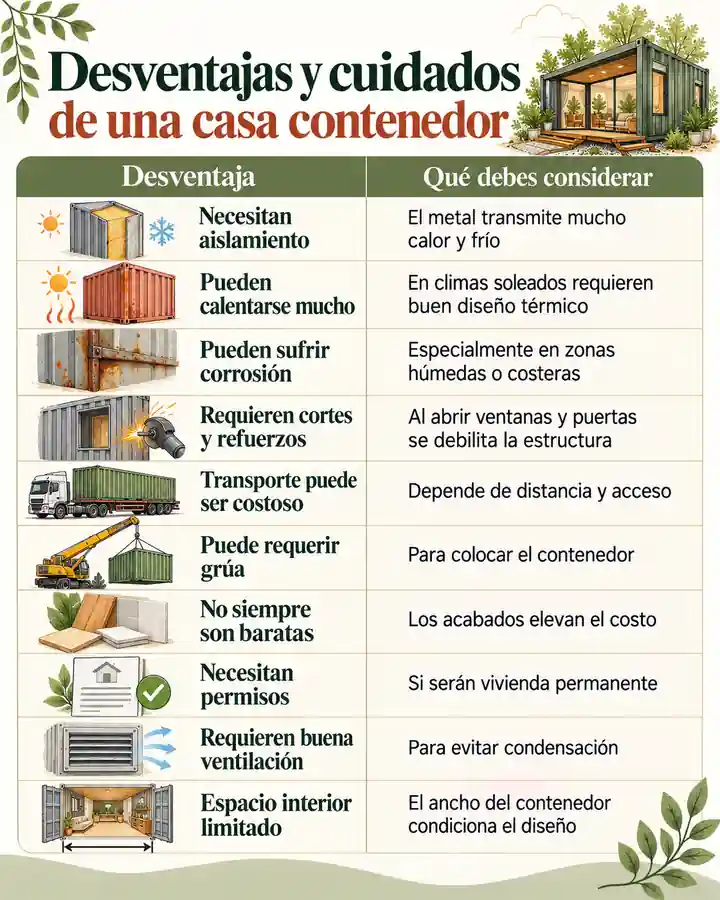 Desventajas y cuidados de una casa contenedor