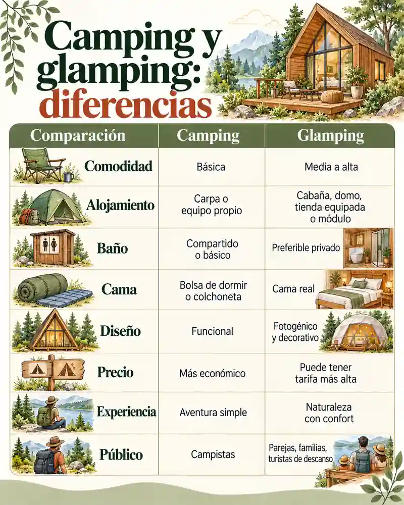 Camping y glamping: diferencias