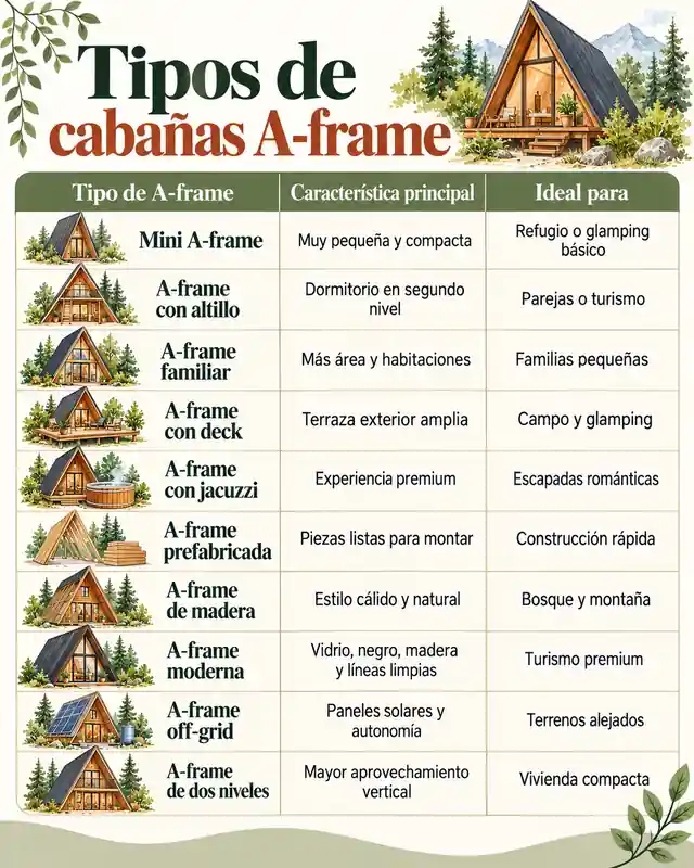 Tipos de cabañas A-frame