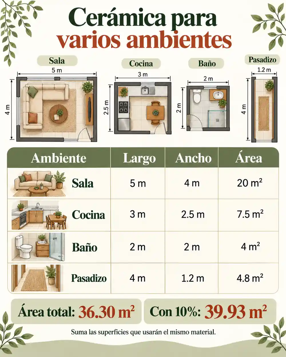 Plano de áreas para varios ambientes