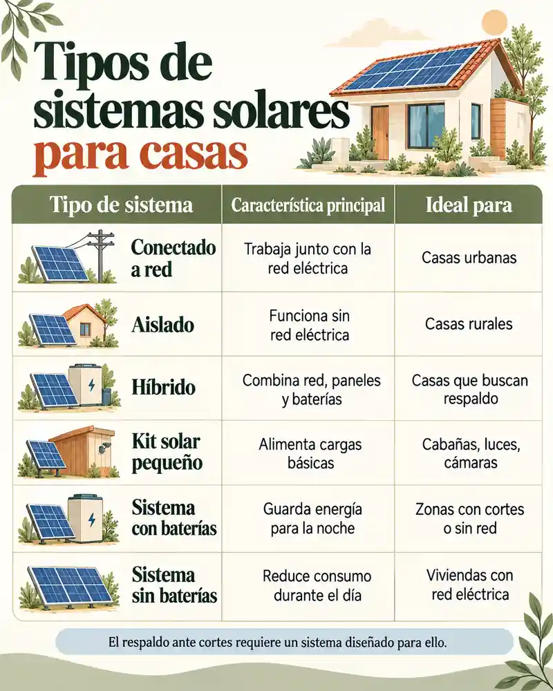 Tipos de sistemas solares para casas