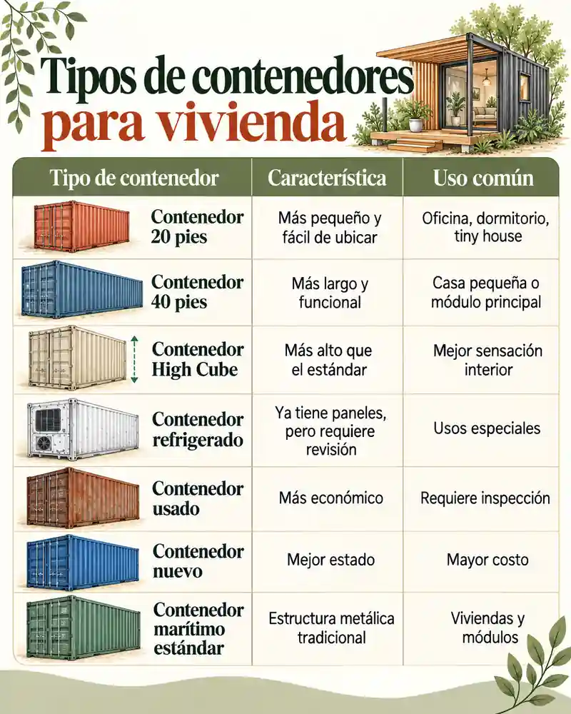 Tipos de contenedores para vivienda