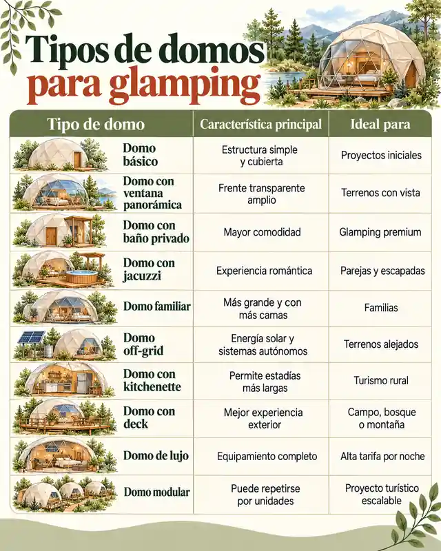 Tipos de domos para glamping