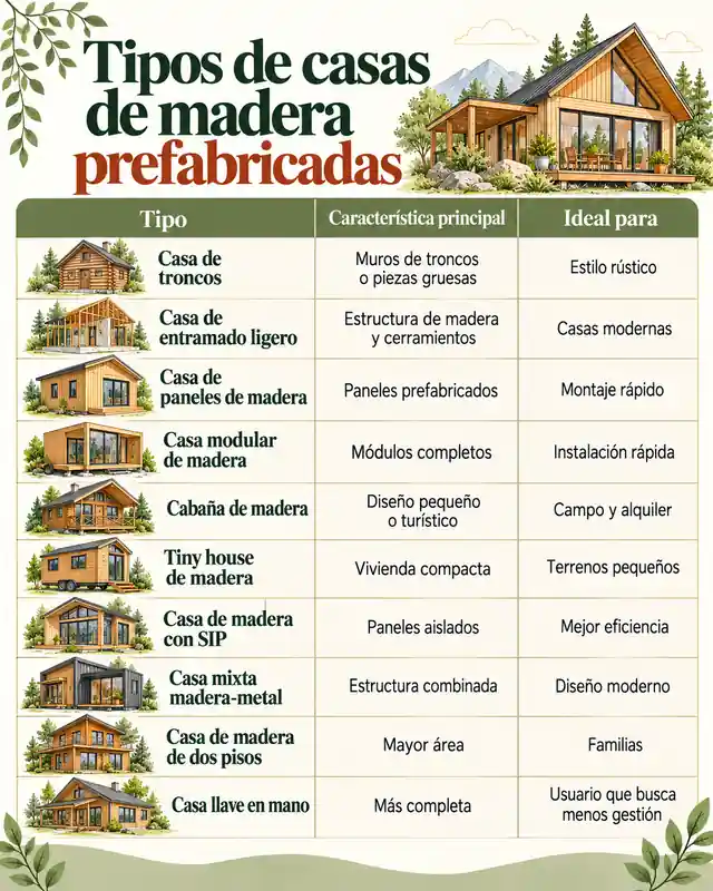 Tipos de casas de madera prefabricadas