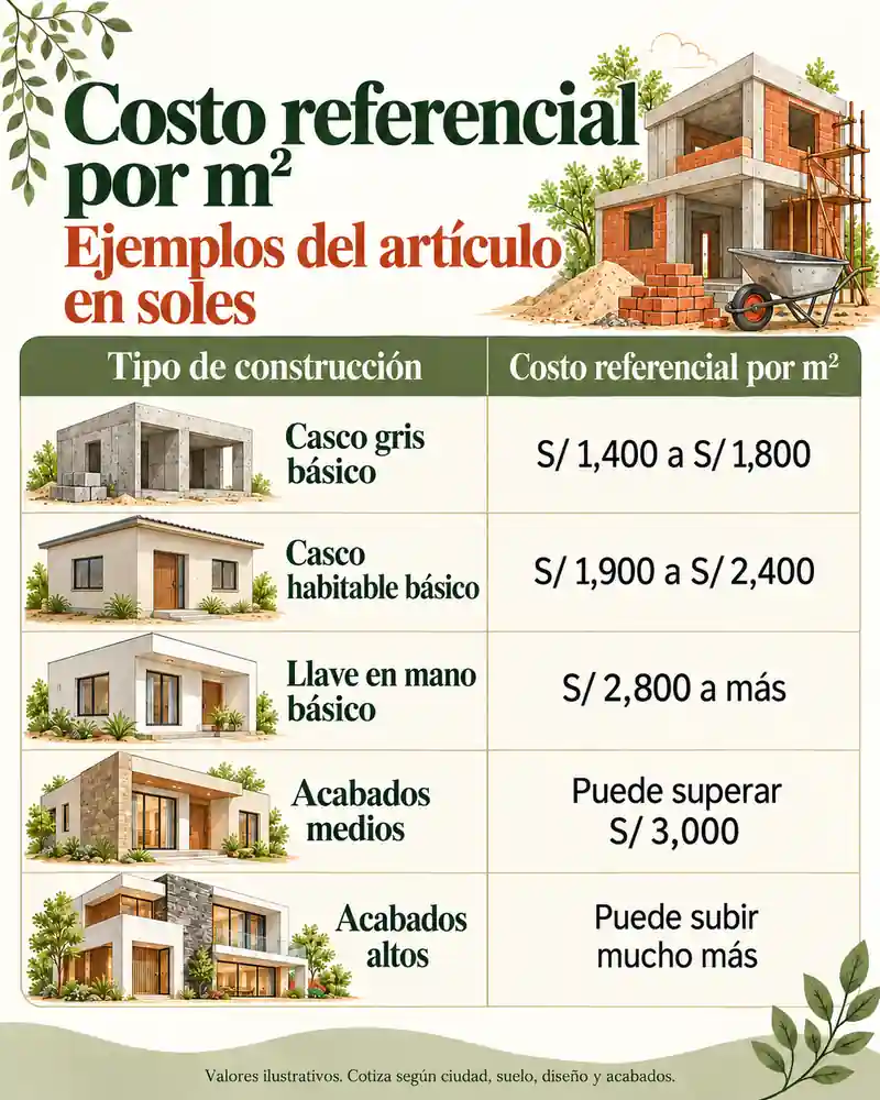 Tabla referencial de costo por m²