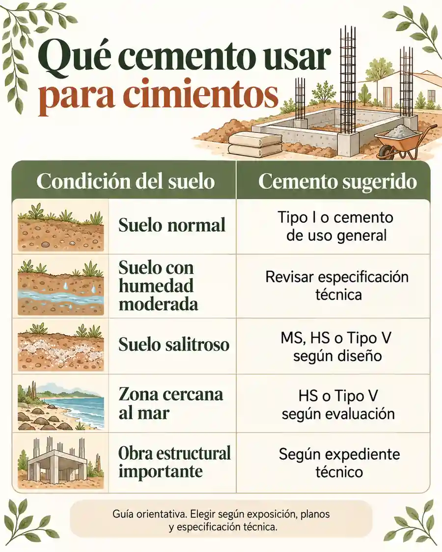 Qué cemento usar para cimientos