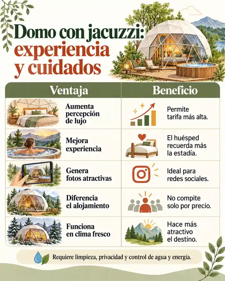 Domo con jacuzzi: experiencia y cuidados