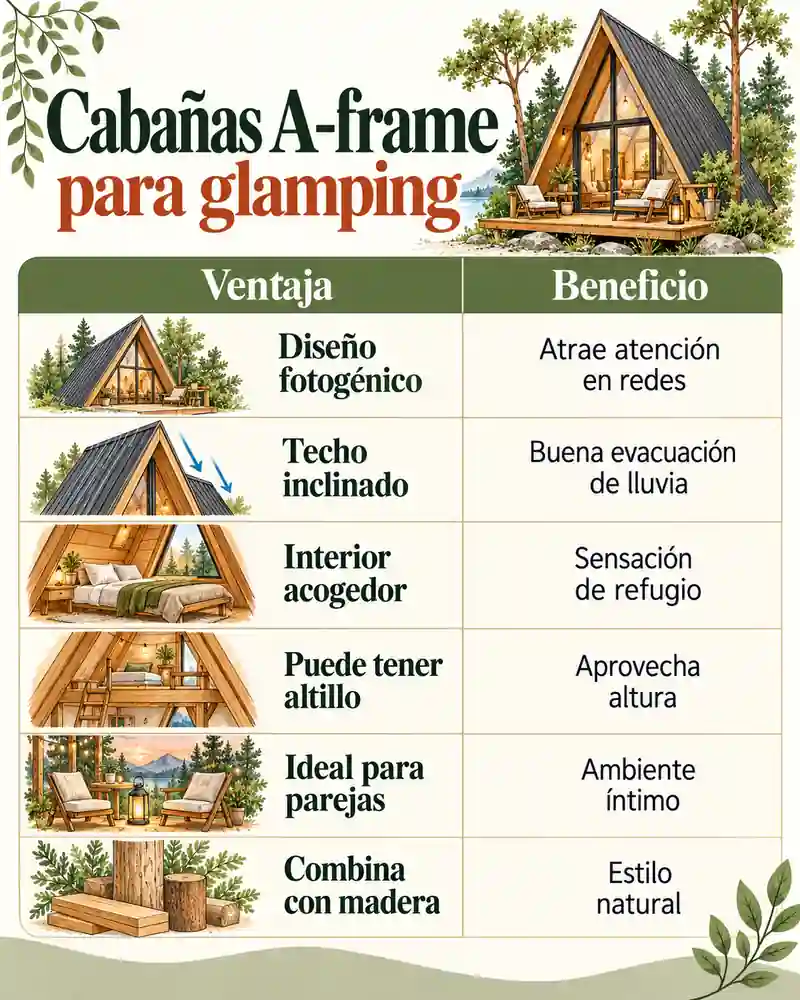 Cabañas A-frame para glamping