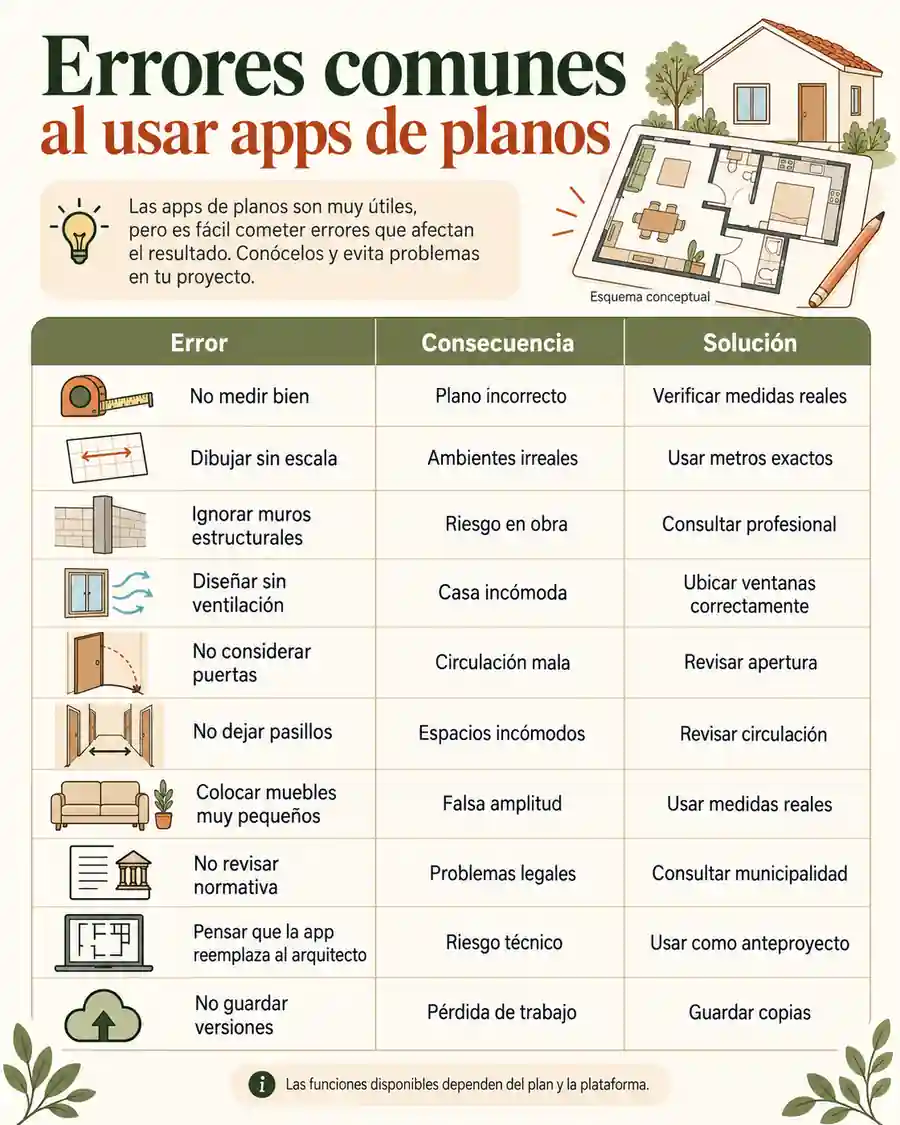 Errores comunes al usar apps de planos