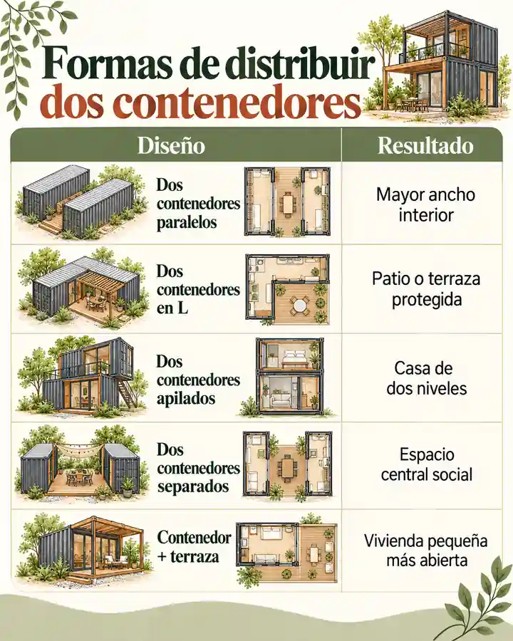 Formas de distribuir dos contenedores