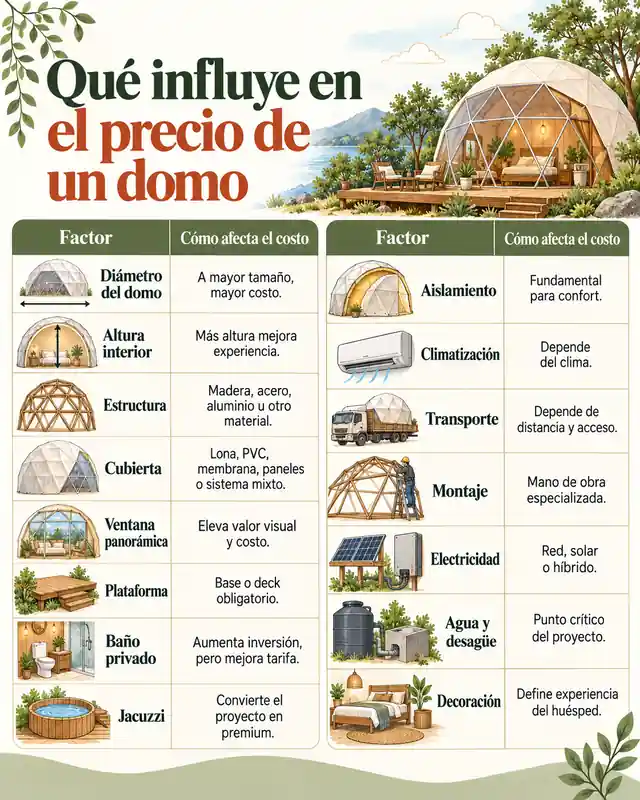 Qué influye en el precio de un domo
