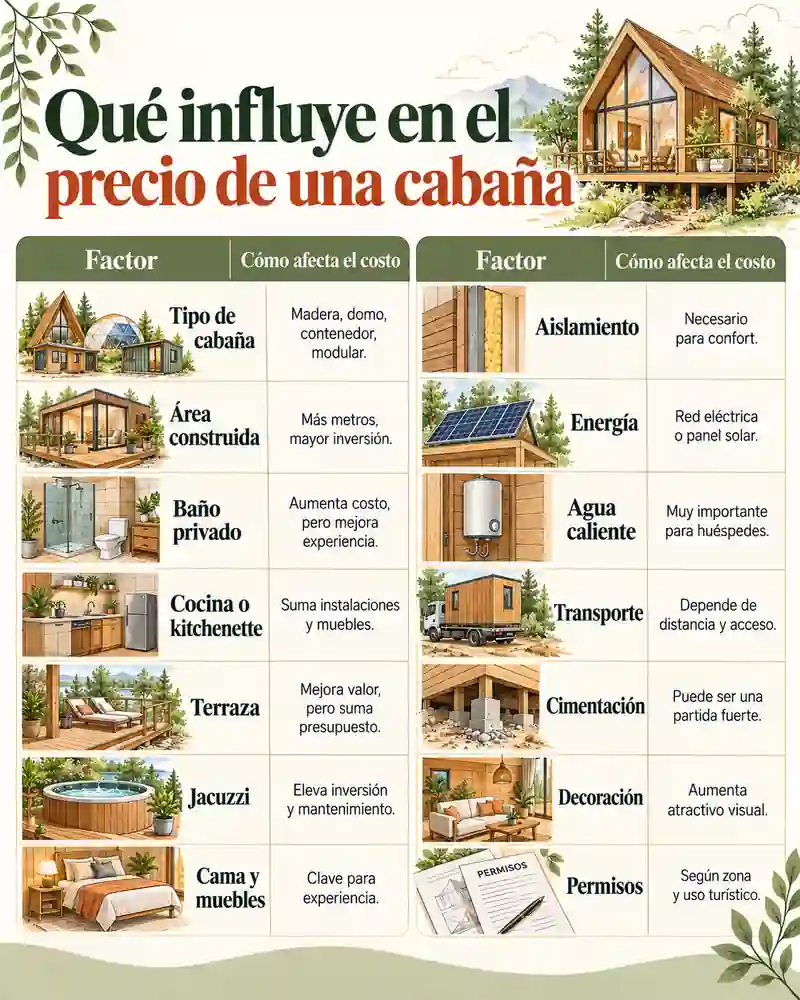 Qué influye en el precio de una cabaña