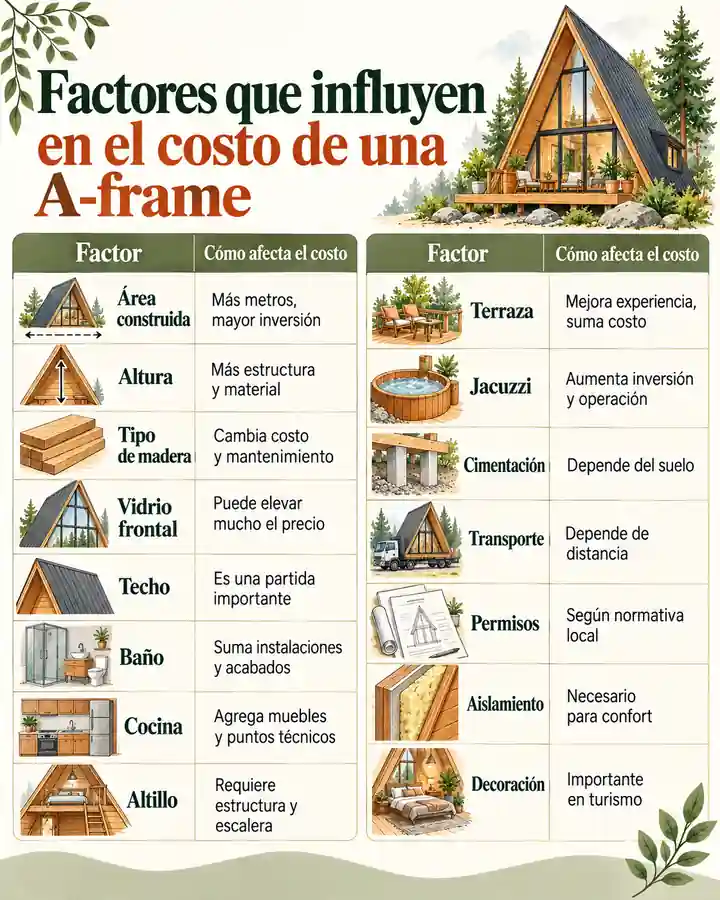 Factores que influyen en el costo de una A-frame