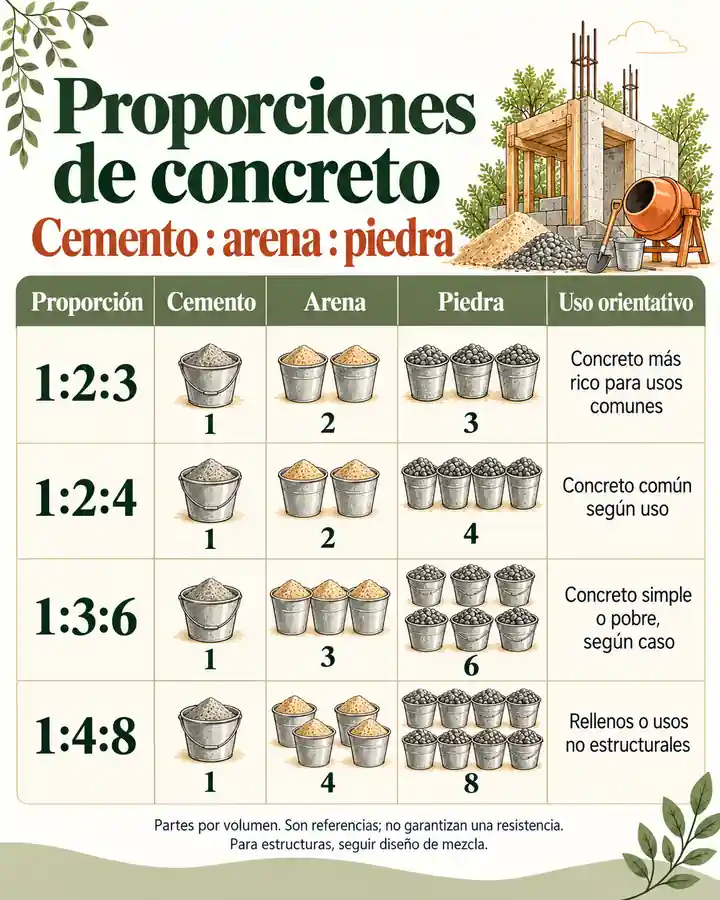 Proporciones referenciales de concreto