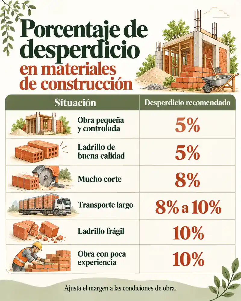 Desperdicio al comprar ladrillos