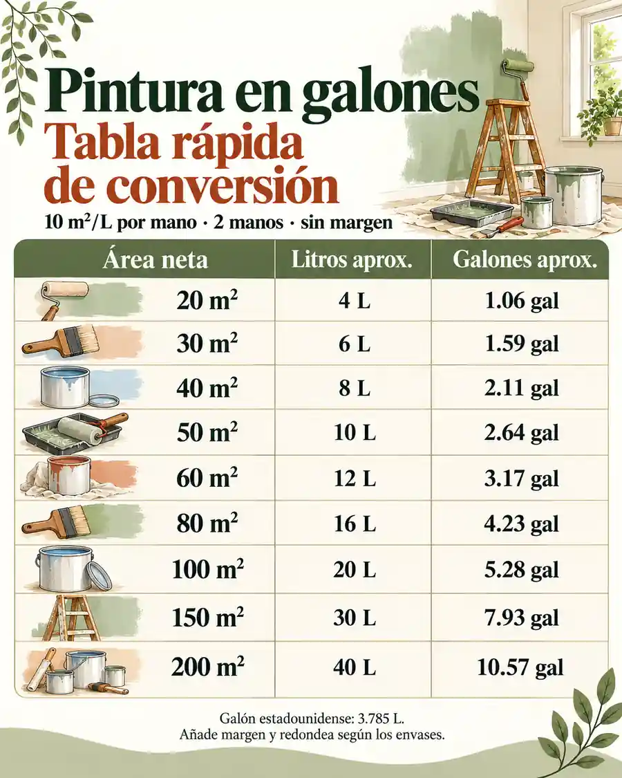 Tabla de pintura en galones