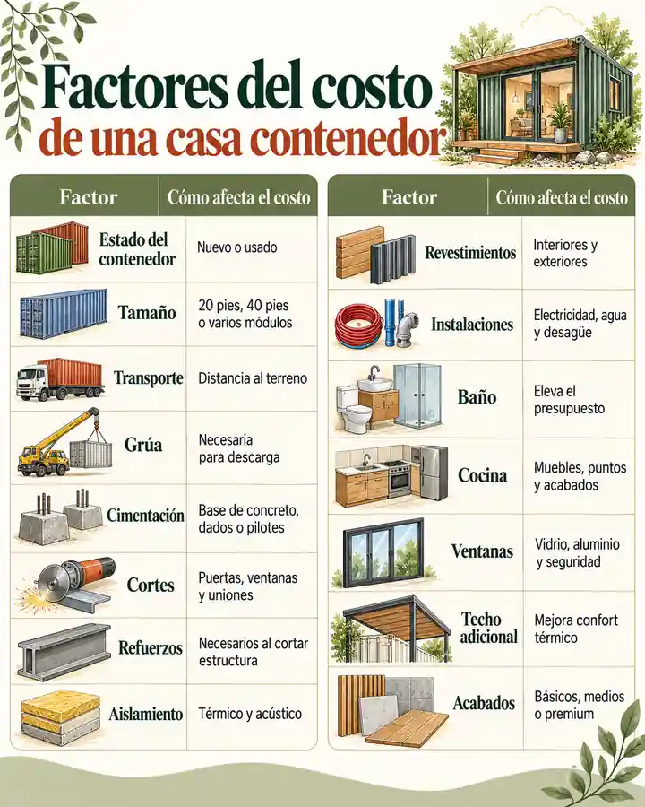 Factores del costo de una casa contenedor