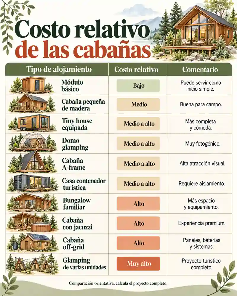 Costo relativo de las cabañas
