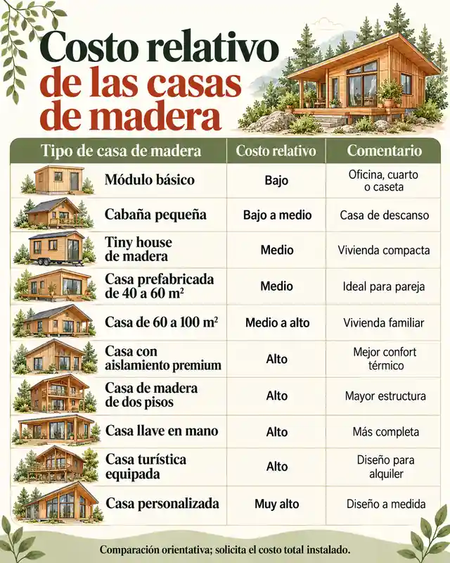 Costo relativo de las casas de madera