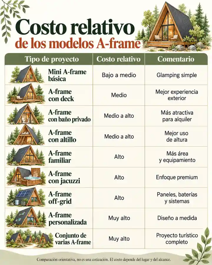 Costo relativo de los modelos A-frame