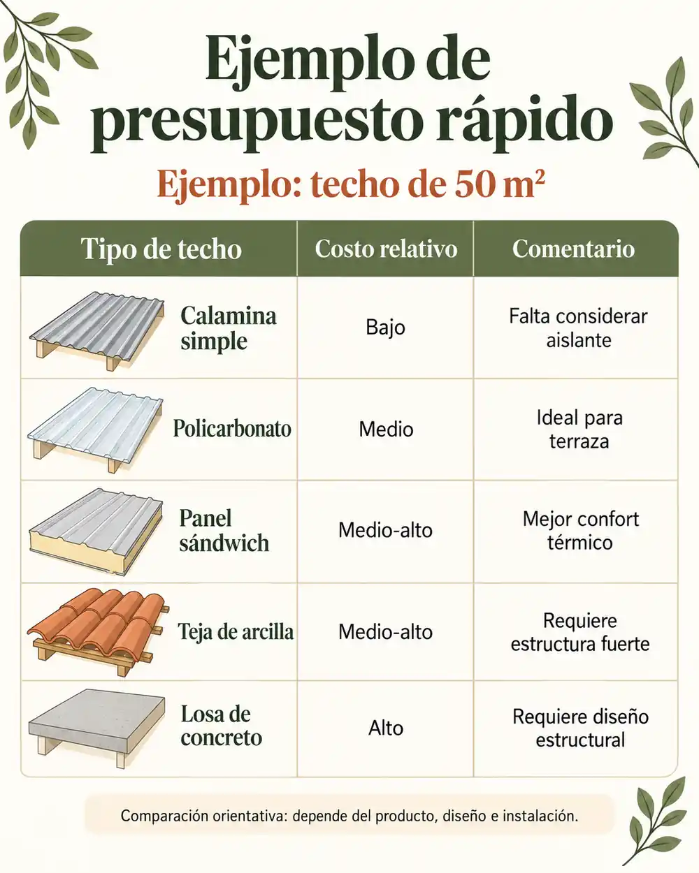 Ejemplo de presupuesto rápido