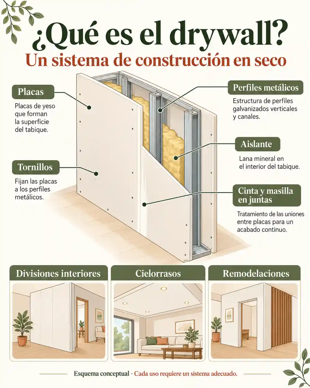 Qué es el drywall: componentes del sistema