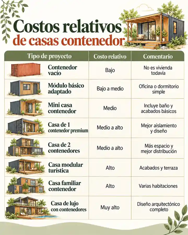 Costos relativos de casas contenedor