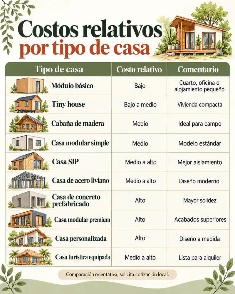 Costos relativos por tipo de casa