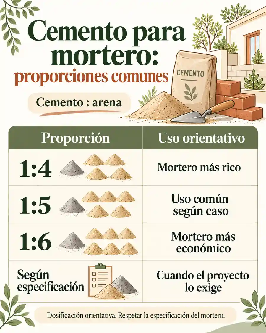 Cemento para mortero: proporciones comunes