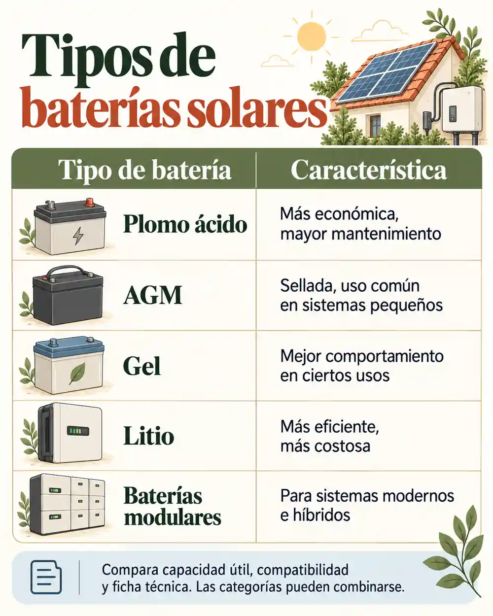 Tipos de baterías solares