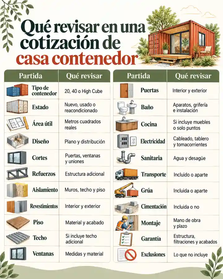Qué revisar en una cotización de casa contenedor