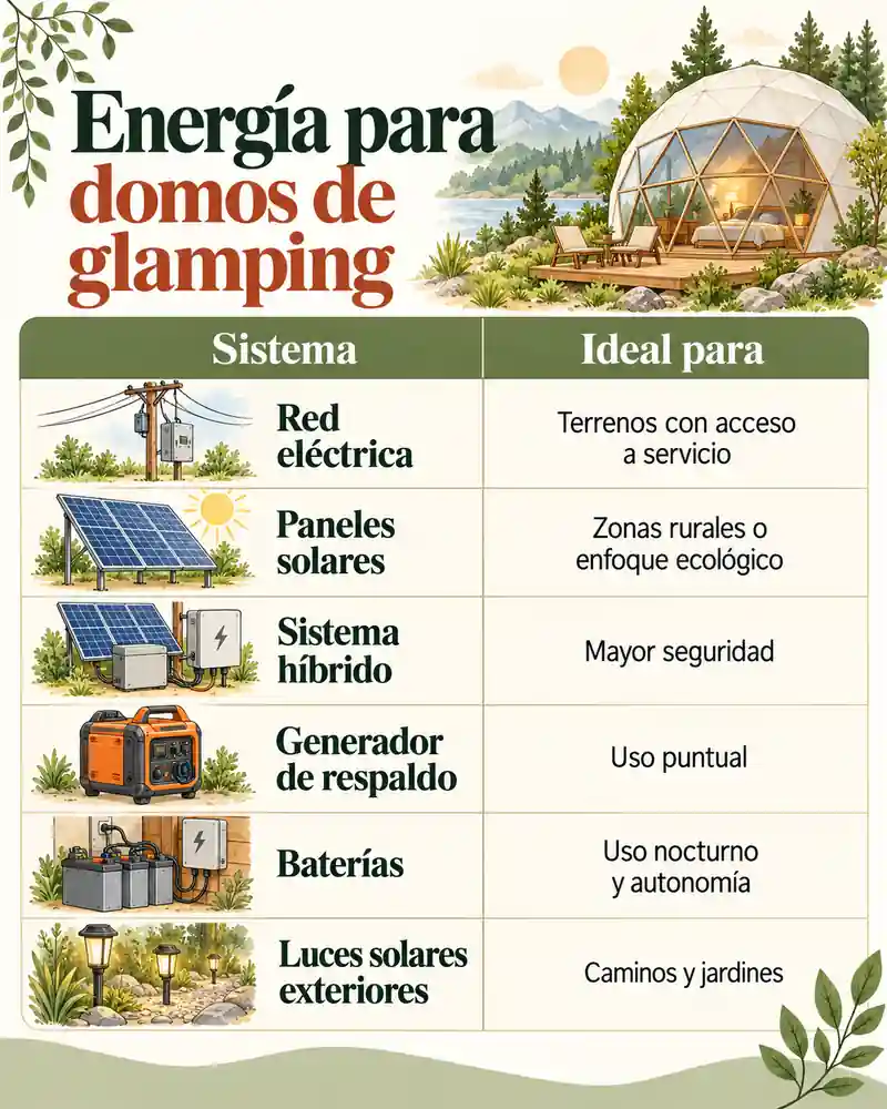 Energía para domos de glamping