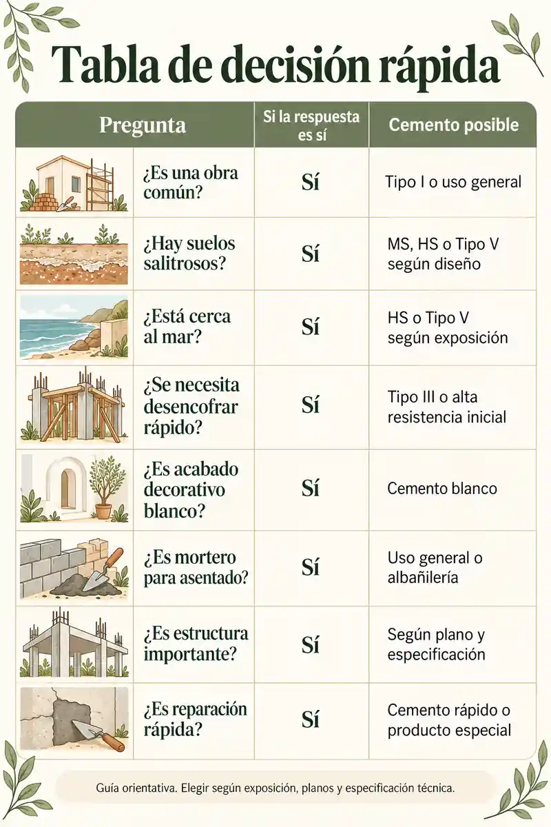 Tabla de decisión rápida