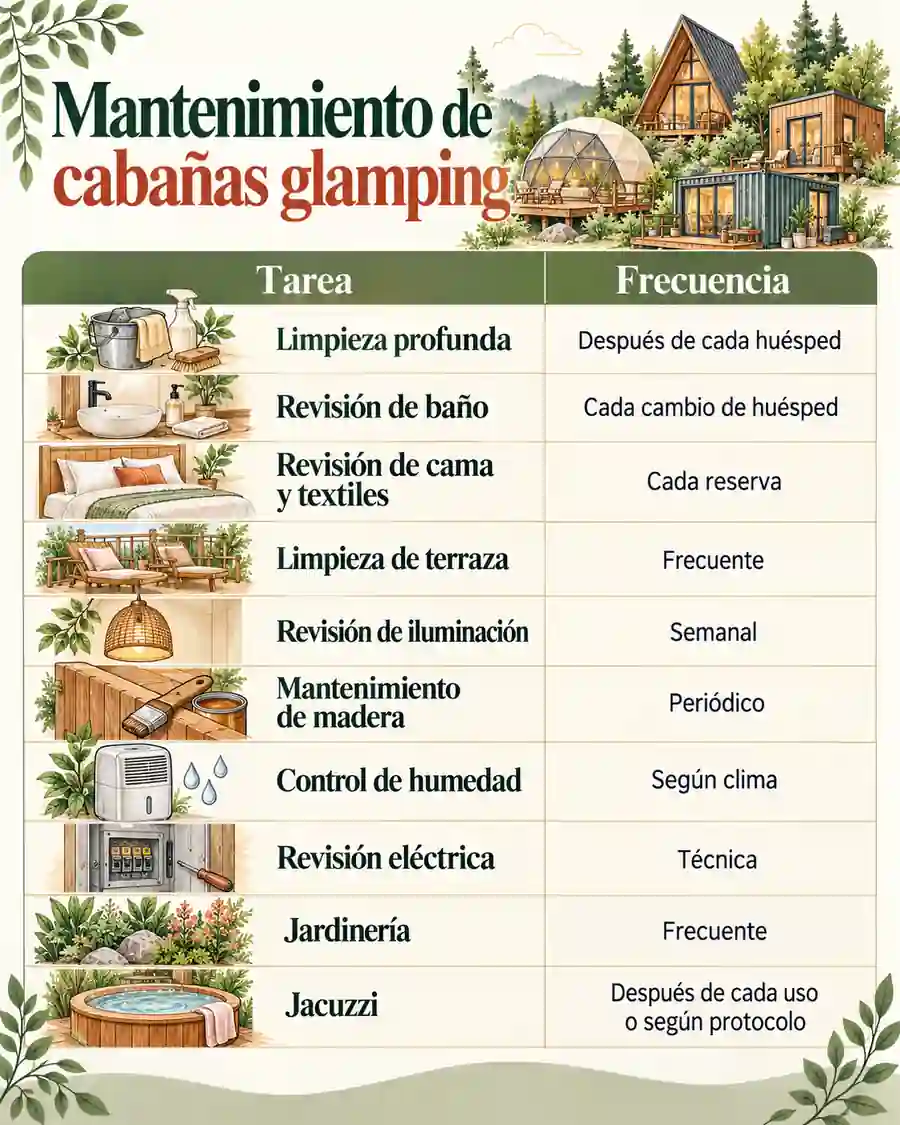 Mantenimiento de cabañas glamping