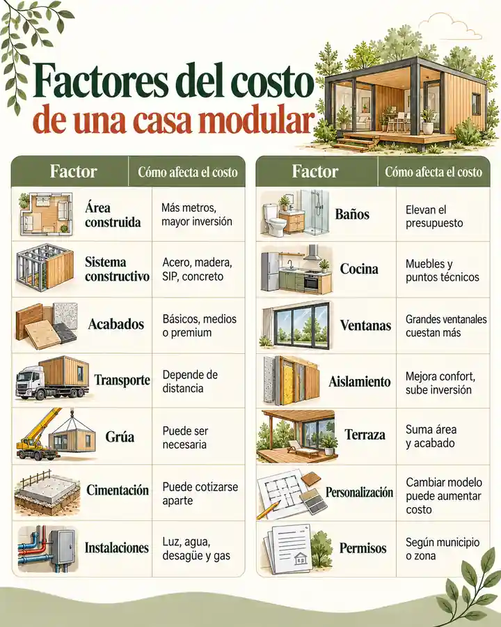 Factores del costo de una casa modular