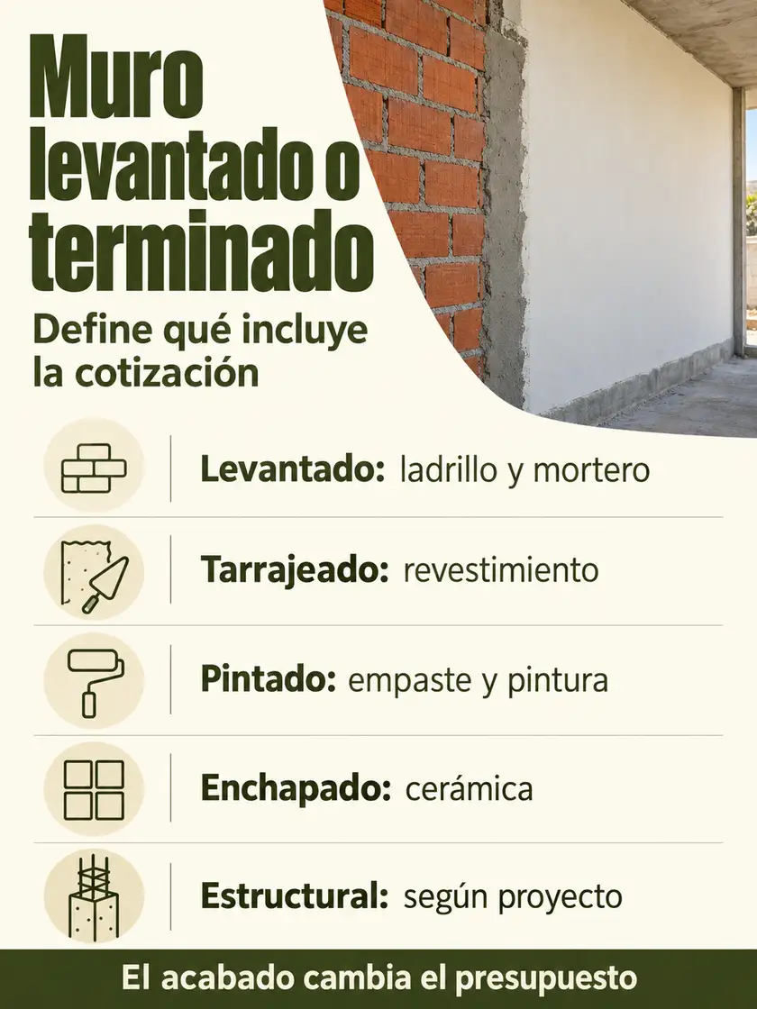 Diferencias entre muro levantado, tarrajeado, pintado, enchapado y estructural.