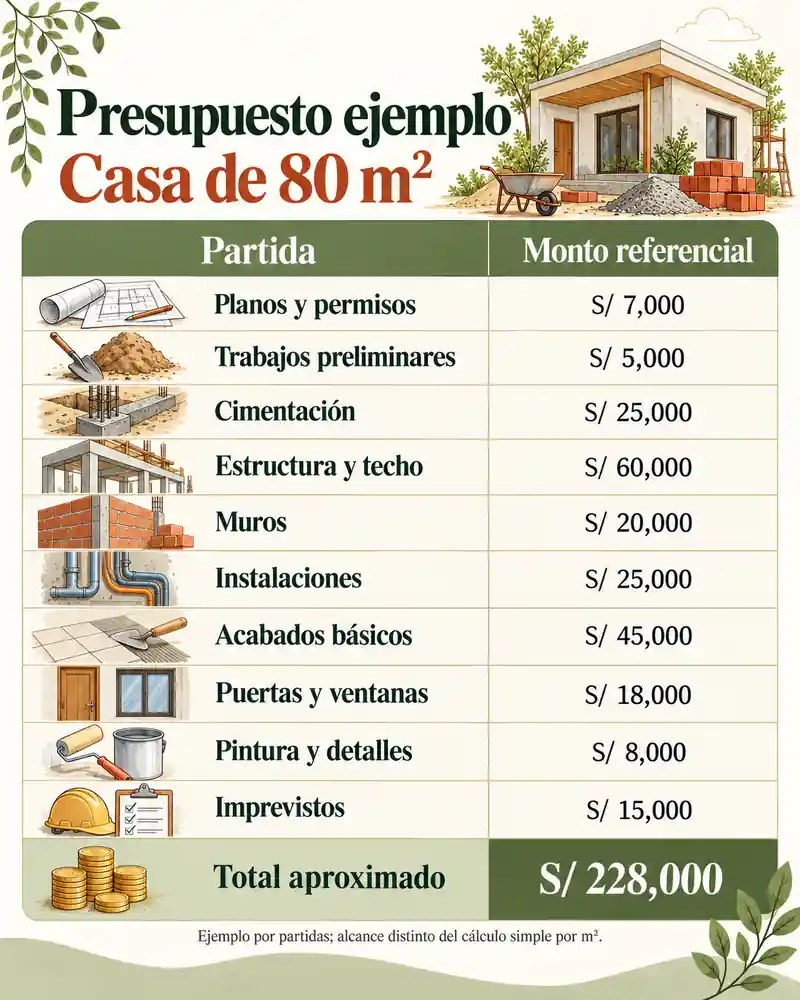 Presupuesto ejemplo para casa pequeña de 80 m²