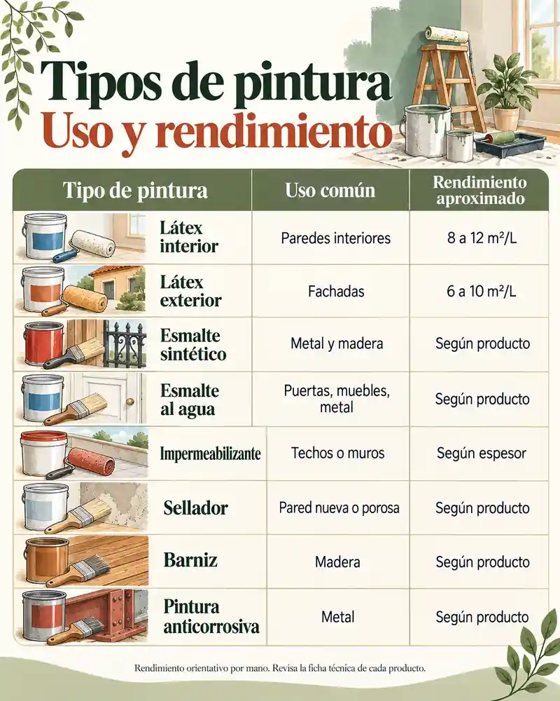 Tipos de pintura y rendimiento