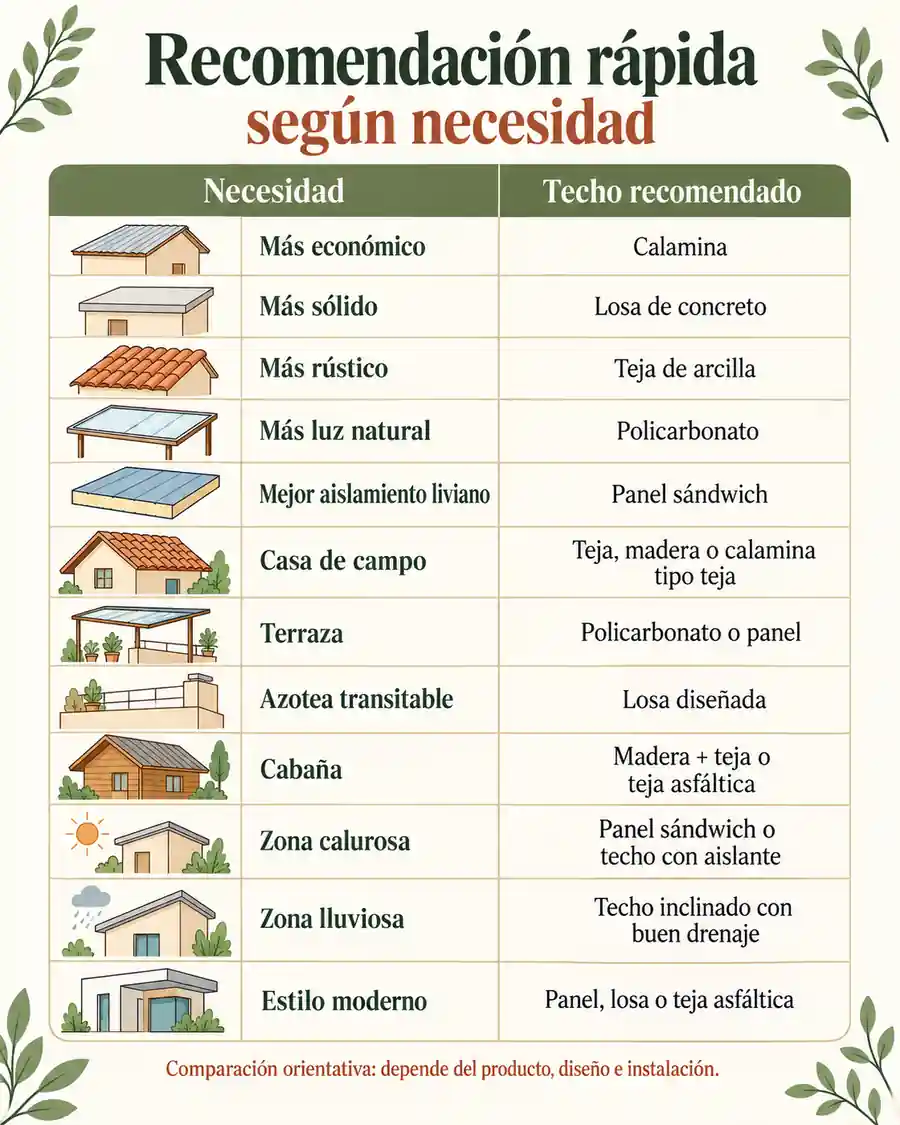 Recomendación rápida según necesidad